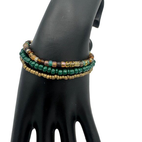 Handcrafted Multicolor Beaded Bracelet Set For Women - Stretch Elastic Design - Picture 2 of 4